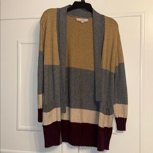 LOFT Gray and Tan Open Cardigan